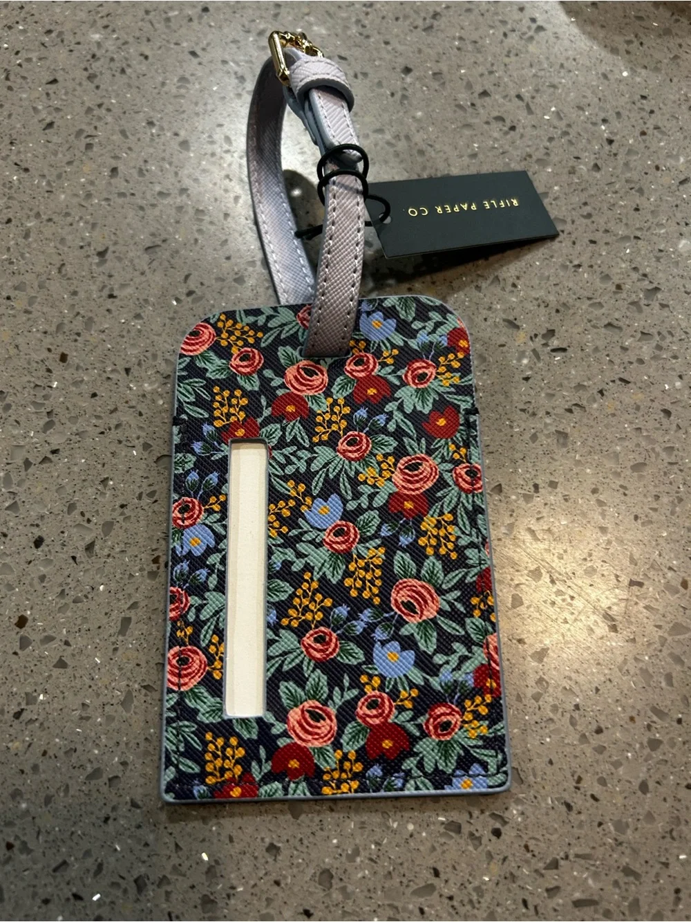 Rifle Paper Co. Floral Luggage Tag in Black, Red, Pink & Green